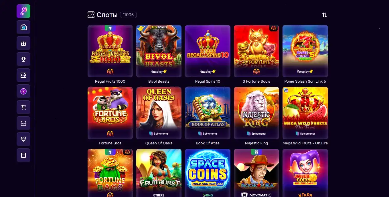 Интерфейс личного кабинета Energy casino
